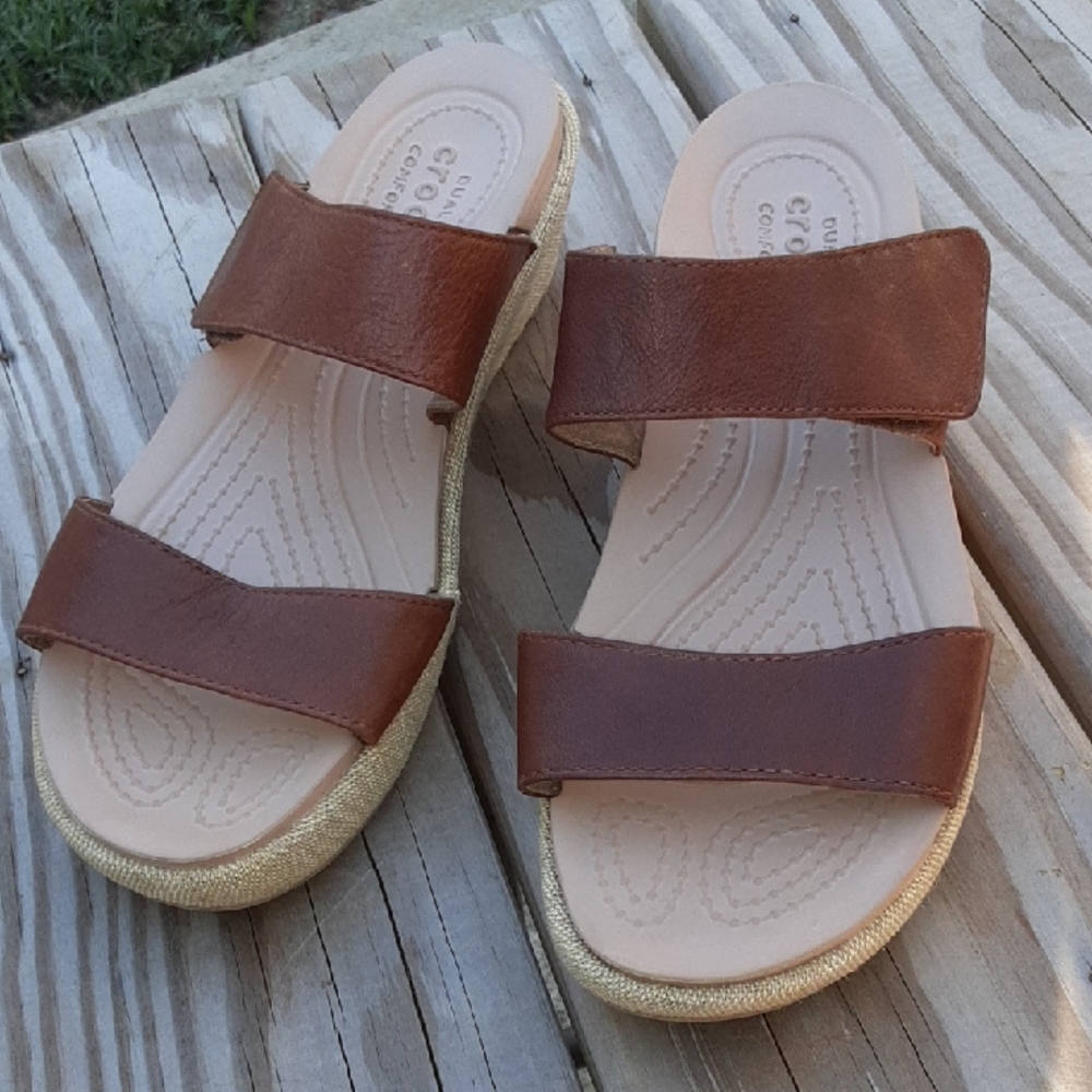 Crocs Women's A-Leigh 2-Strap Mini Wedge Sandal Heel